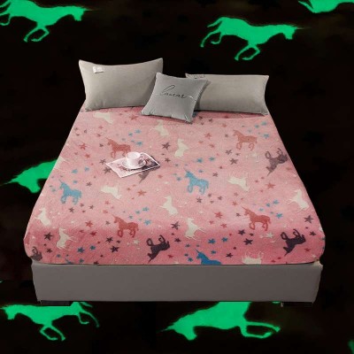 New Design 100 polyester Single size fitted sheet Fleece bed sheet for child glow in the dark