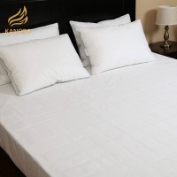 Home Hotel White 100% Cotton Fitted Bed Sheet With Elastic